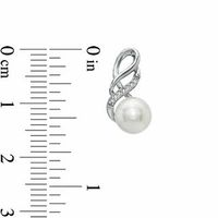 Honora 6.5 - 7.0mm Cultured Freshwater Pearl and Diamond Accent Swirl Earrings in Sterling Silver|Peoples Jewellers