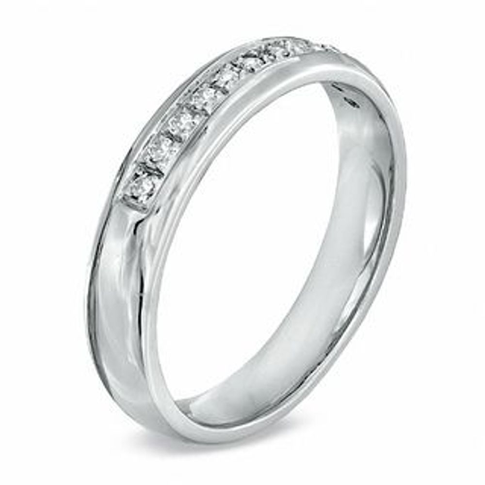 Men's 0.16 CT. T.W. Diamond Wedding Band in 10K White Gold|Peoples Jewellers