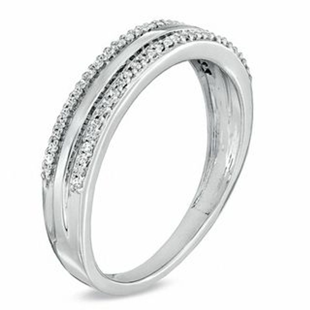 Men's 0.20 CT. T.W. Diamond Edge Wedding Band in 10K White Gold|Peoples Jewellers