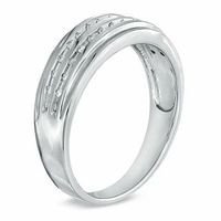 Men's 0.10 CT. T.W. Diamond Double Row Wedding Band in Sterling Silver|Peoples Jewellers