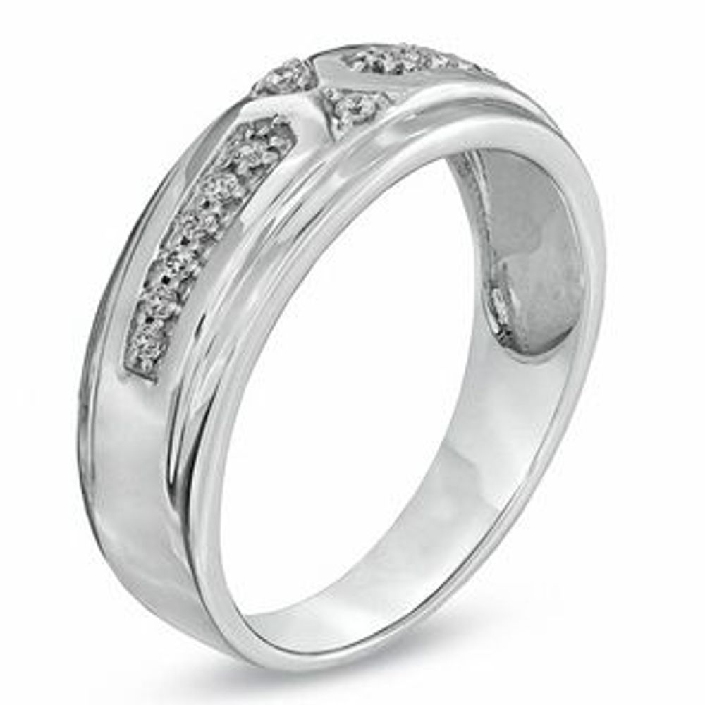 Men's 0.16 CT. T.W. Diamond Wedding Band in 10K White Gold|Peoples Jewellers