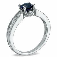 Lab-Created Blue Sapphire and 0.41 CT. T.W. Diamond Engagement Ring in 10K White Gold|Peoples Jewellers