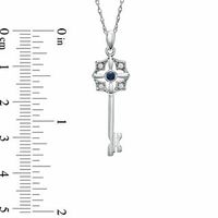 Blue Sapphire and Diamond Accent Key Pendant in Sterling Silver|Peoples Jewellers