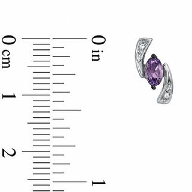 5.0mm Oval Amethyst and Diamond Accent Boomerang Earrings in 10K White Gold|Peoples Jewellers