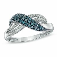 0.34 CT. T.W. Enhanced Blue and White Diamond Infinity Ring in 10K White Gold|Peoples Jewellers