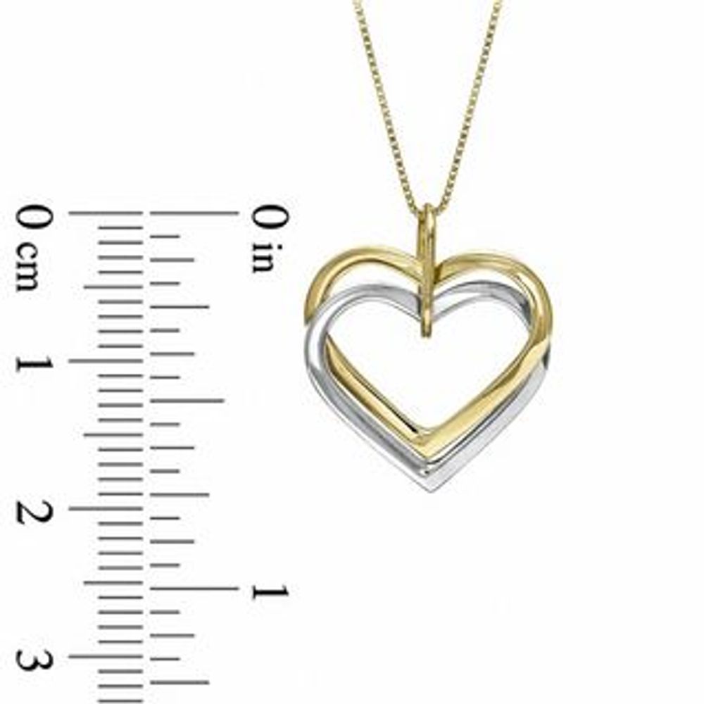 Interlocking Double Heart Pendant in 10K Two-Tone Gold|Peoples Jewellers