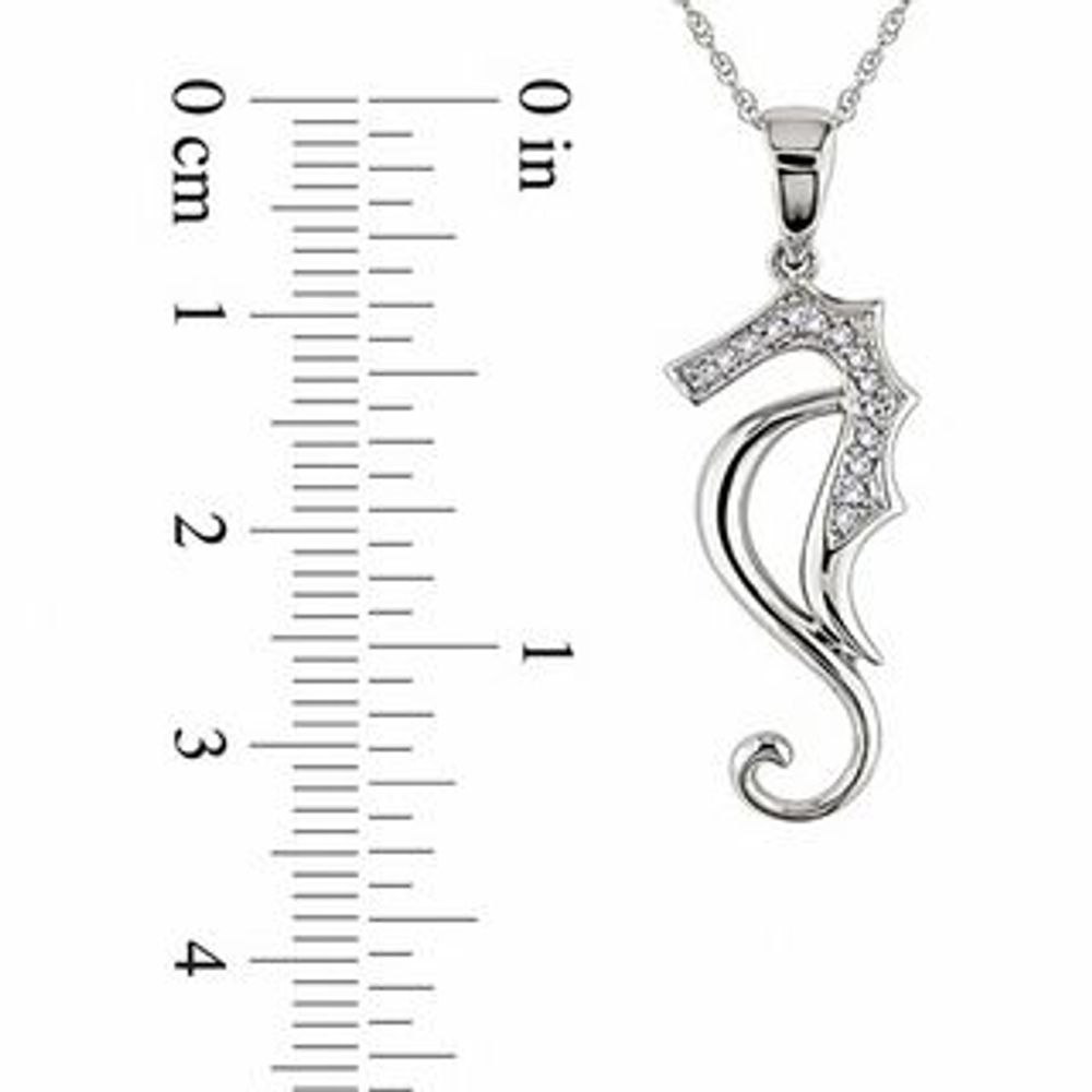 Diamond Accent Seahorse Pendant in 10K White Gold - 17"|Peoples Jewellers