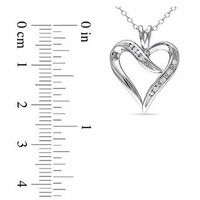 Diamond Accent Heart-Shaped Ribbon Pendant in Sterling Silver|Peoples Jewellers