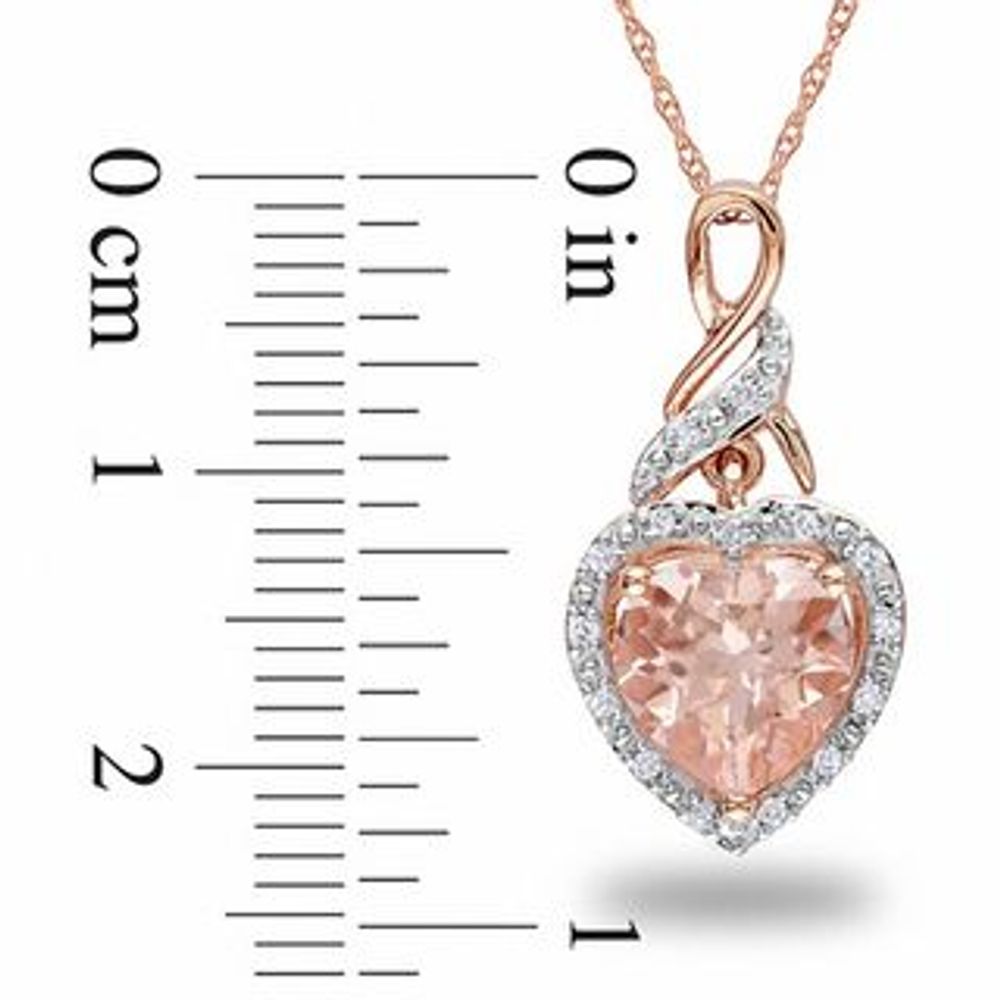 8.0mm Heart-Shaped Pink Morganite and Diamond Accent Pendant in 10K Rose Gold - 17"|Peoples Jewellers
