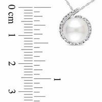 8.0-8.5mm Freshwater Cultured Pearl and 0.065 CT. T.W. Diamond Pendant in 10K White Gold-17"|Peoples Jewellers