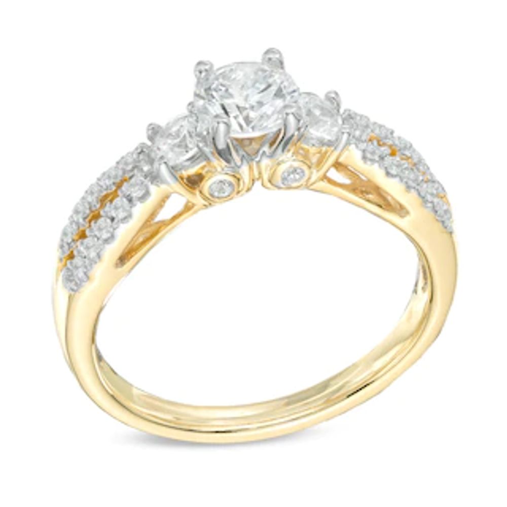 0.65 CT. T.W. Diamond Three Stone Split Shank Engagement Ring in 14K Gold|Peoples Jewellers