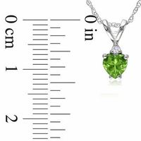 5.0mm Heart-Shaped Peridot and Diamond Accent Pendant in 10K White Gold - 17"|Peoples Jewellers