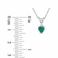 5.0mm Heart-Shaped Lab-Created Emerald and Diamond Accent Pendant in 10K White Gold - 17"|Peoples Jewellers
