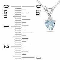 5.0mm Heart-Shaped Aquamarine and Diamond Accent Pendant in 10K White Gold - 17"|Peoples Jewellers