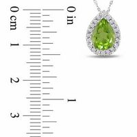 Pear-Shaped Peridot and 0.18 CT. T.W. Diamond Pendant in 14K White Gold - 17"|Peoples Jewellers