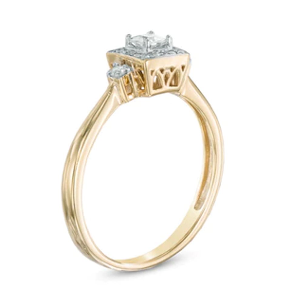 0.25 CT. T.W. Princess-Cut Diamond Frame Promise Ring in 10K Gold|Peoples Jewellers