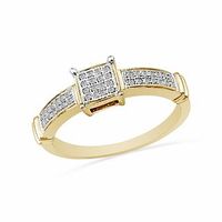 CT. T.W. Diamond Square Cluster Promise Ring in 10K Gold|Peoples Jewellers