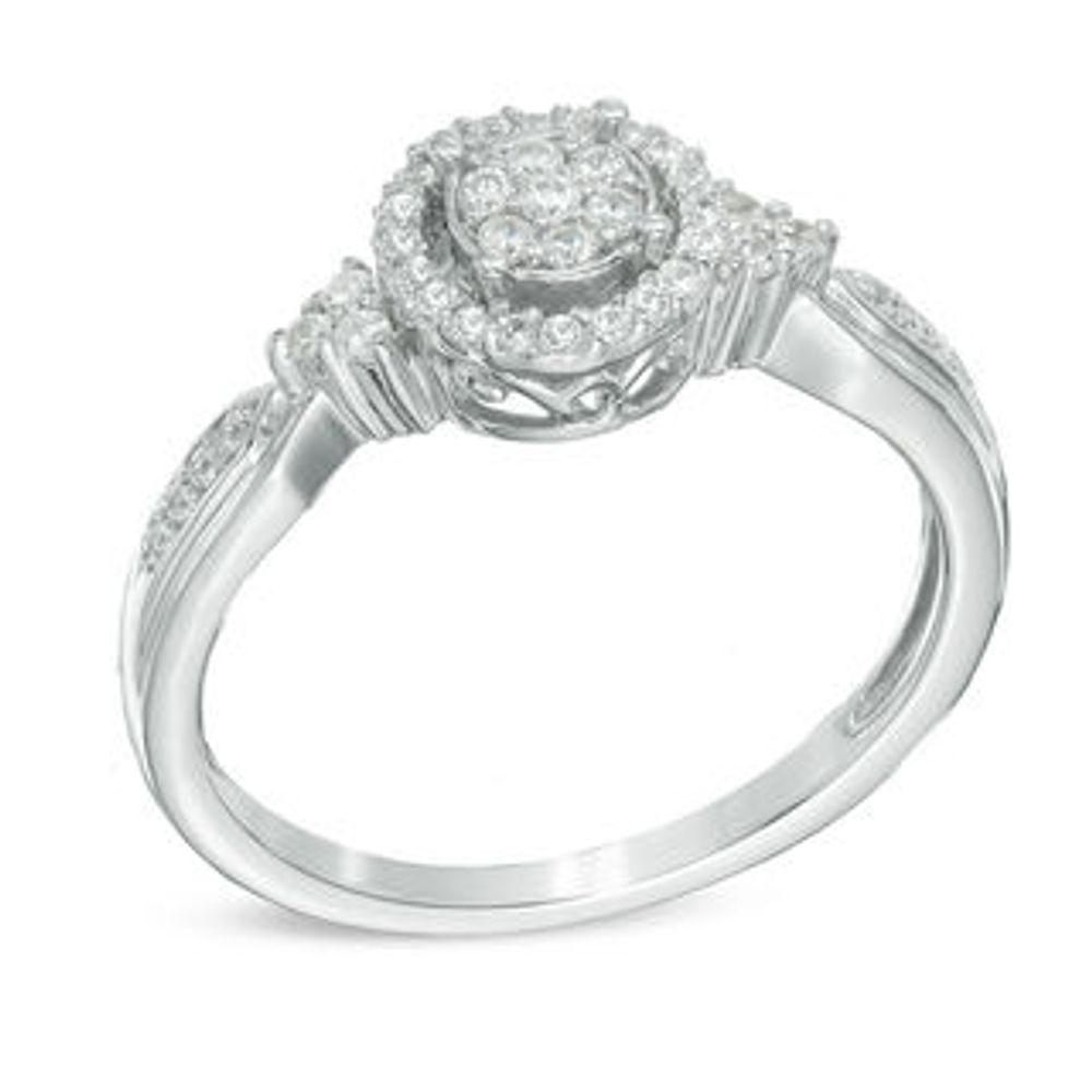 0.20 CT. T.W. Diamond Cluster Promise Ring in 10K White Gold|Peoples Jewellers