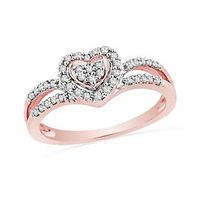 0.33 CT. T.W. Diamond Heart Split Shank Ring in 10K Rose Gold|Peoples Jewellers