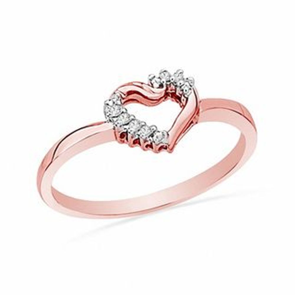 Diamond Accent Heart Ring in 10K Rose Gold|Peoples Jewellers