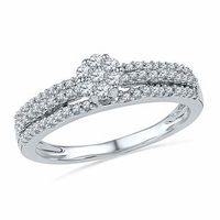 0.33 CT. T.W. Diamond Cluster Triple Row Ring in 10K White Gold|Peoples Jewellers