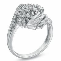 0.50 CT. T.W. Composite Diamond Flower Ring in 10K White Gold|Peoples Jewellers