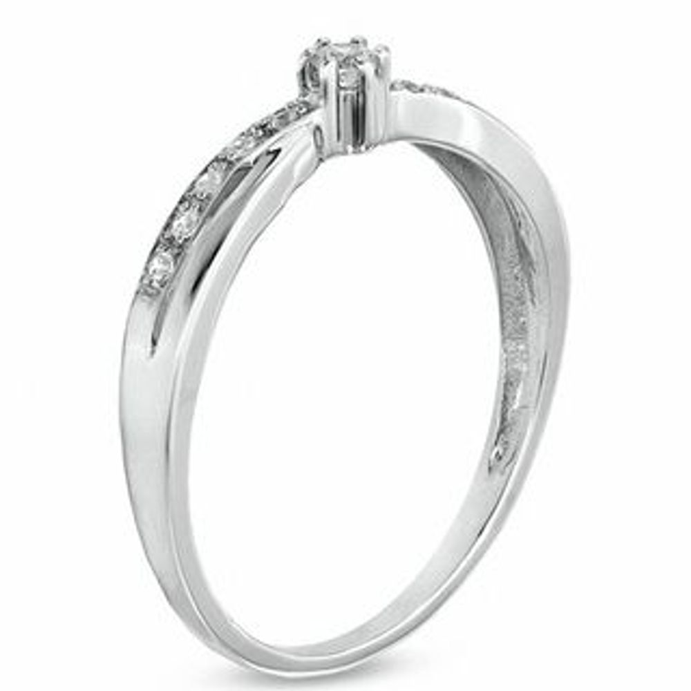 0.10 CT. T.W. Diamond Criss-Cross Promise Ring in 10K White Gold|Peoples Jewellers