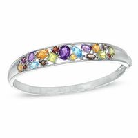 Multi-Gemstone Bangle in Sterling Silver|Peoples Jewellers