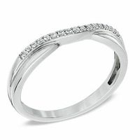 0.10 CT. T.W. Diamond Twist Contour Wedding Band in 14K White Gold|Peoples Jewellers