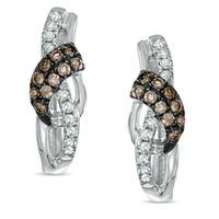 0.34 CT. T.W. Champagne and White Diamond Abstract Hoop Earrings in 10K White Gold|Peoples Jewellers