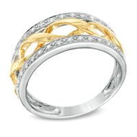 0.15 CT. T.W. Diamond Cascading Stripe Band in 10K Two-Tone Gold|Peoples Jewellers