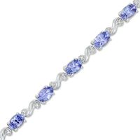 Oval Tanzanite and Diamond Accent Bracelet in Sterling Silver|Peoples Jewellers