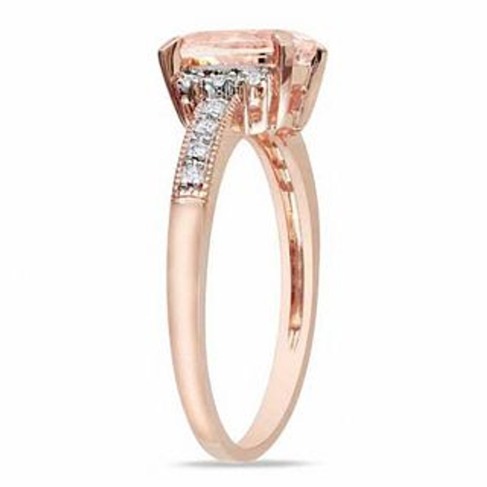 Oval Morganite and 0.07 CT. T.W. Diamond Engagement Ring in Sterling Silver with Rose Rhodium|Peoples Jewellers