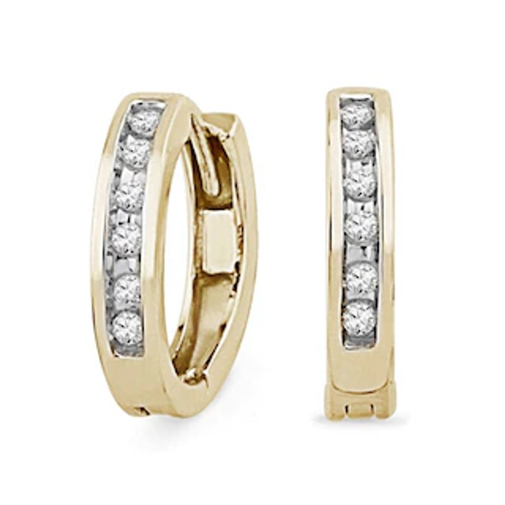 0.10 CT. T.W. Diamond Huggie Hoop Earrings in 10K Gold|Peoples Jewellers