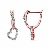 0.25 CT. T.W. Diamond Tilted Heart Drop Earrings in 10K Rose Gold|Peoples Jewellers