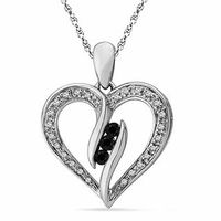 0.25 CT. T.W. Enhanced Black and White Diamond Heart Pendant in Sterling Silver|Peoples Jewellers