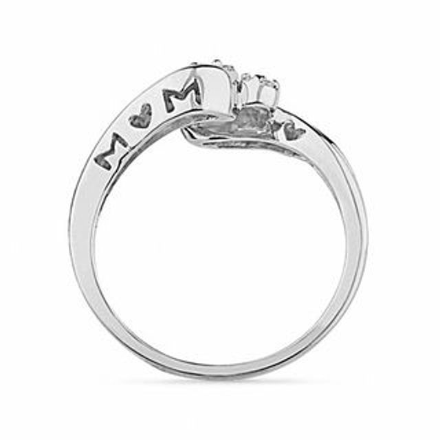 0.12 CT. T.W. Diamond Triple Cluster Mom Ring in Sterling Silver|Peoples Jewellers