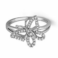 0.20 CT. T.W. Diamond Butterfly Ring in Sterling Silver|Peoples Jewellers