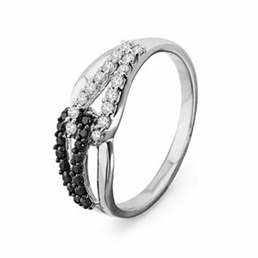 0.25 CT. T.W. Enhanced Black and White Diamond Linked Loops Ring in Sterling Silver|Peoples Jewellers