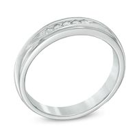 0.12 CT. T.W. Diamond Five Stone Anniversary Band in Sterling Silver|Peoples Jewellers