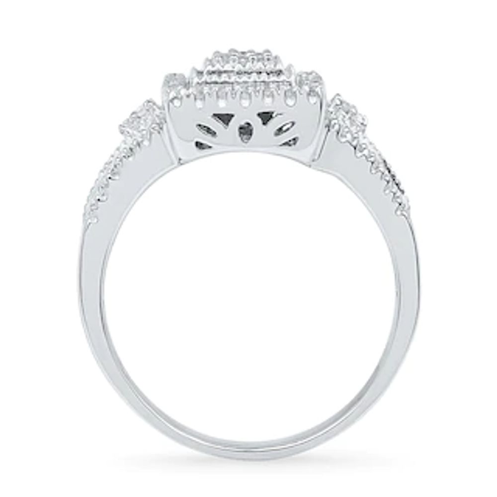 0.33 CT. T.W. Princess-Cut Diamond Rectangular Frame Ring in Sterling Silver|Peoples Jewellers
