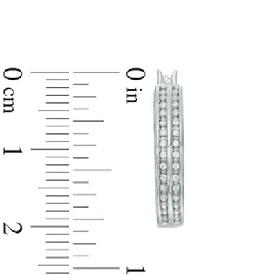 0.25 CT. T.W. Diamond Double Row Hoop Earrings in Sterling Silver|Peoples Jewellers