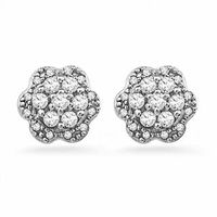 0.25 CT. T.W. Diamond Cluster Flower Stud Earrings in 10K White Gold|Peoples Jewellers