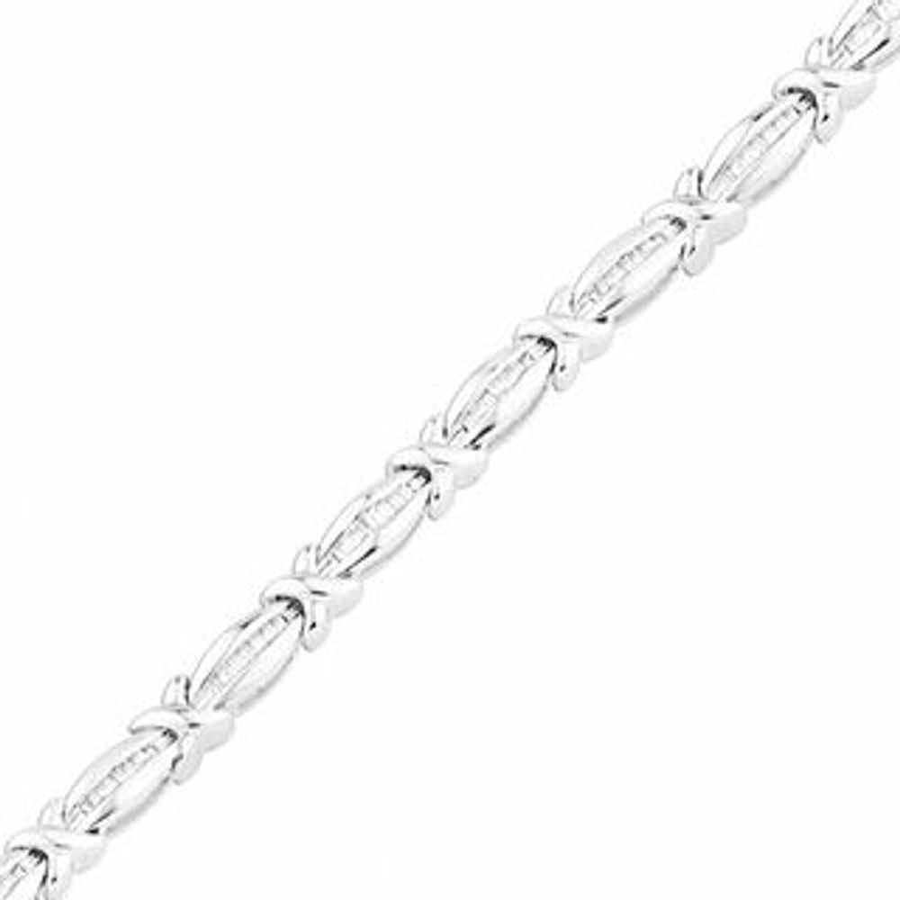 0.50 CT. T.W. Baguette Diamond "X" Line Bracelet in Sterling Silver|Peoples Jewellers