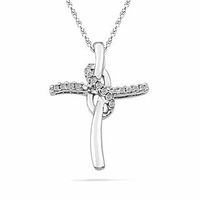 0.20 CT. T.W. Diamond Looped Cross Pendant in Sterling Silver|Peoples Jewellers