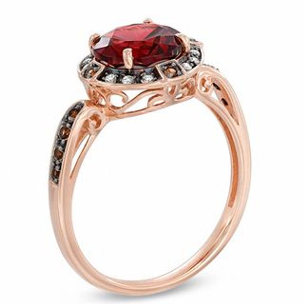 8.0mm Garnet, Smoky Quartz and Diamond Accent Ring in 10K Rose Gold|Peoples Jewellers