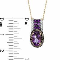 Oval Amethyst, Smoky Quartz and Diamond Accent Pendant in 10K Gold|Peoples Jewellers