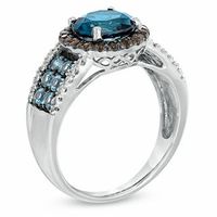 8.0mm London Blue Topaz, Smoky Quartz and 0.13 CT. T.W. Diamond Ring in 10K White Gold|Peoples Jewellers