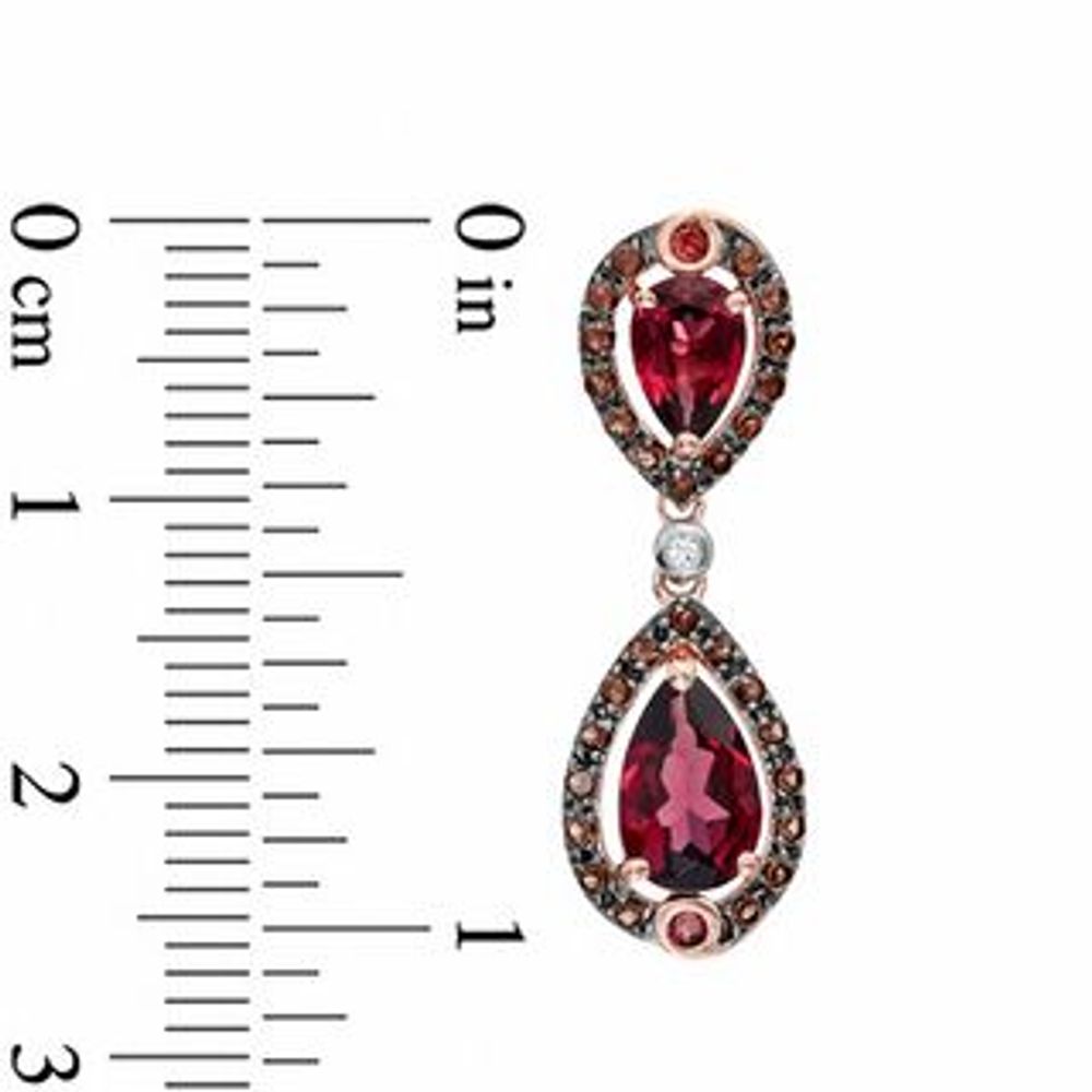 Pear-Shaped Rhodolite Garnet, Smoky Quartz and Lab-Created White Sapphire Earrings in 10K Rose Gold|Peoples Jewellers