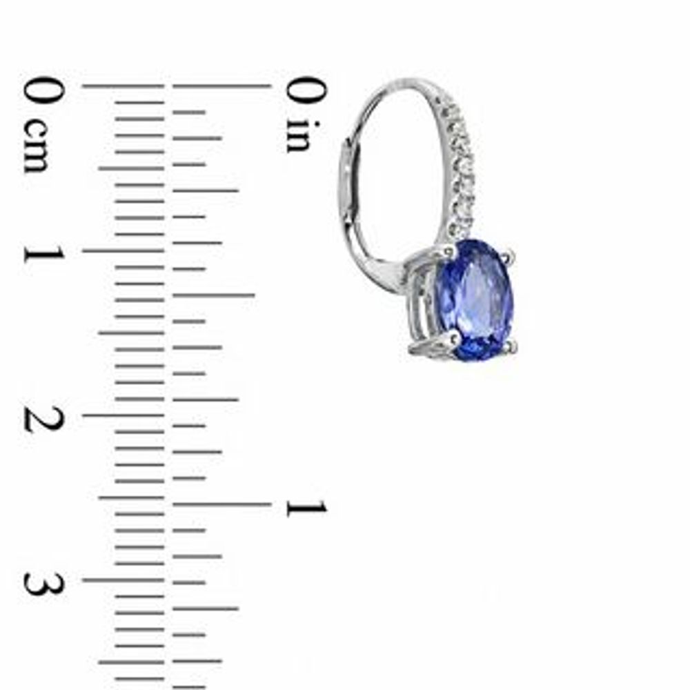 Oval Tanzanite and Diamond Accent Drop Earrings in 10K White Gold|Peoples Jewellers